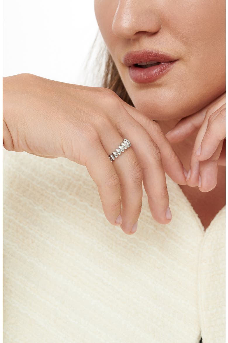 Puffy Ribbed Band Ring, Alternate, color, SILVER