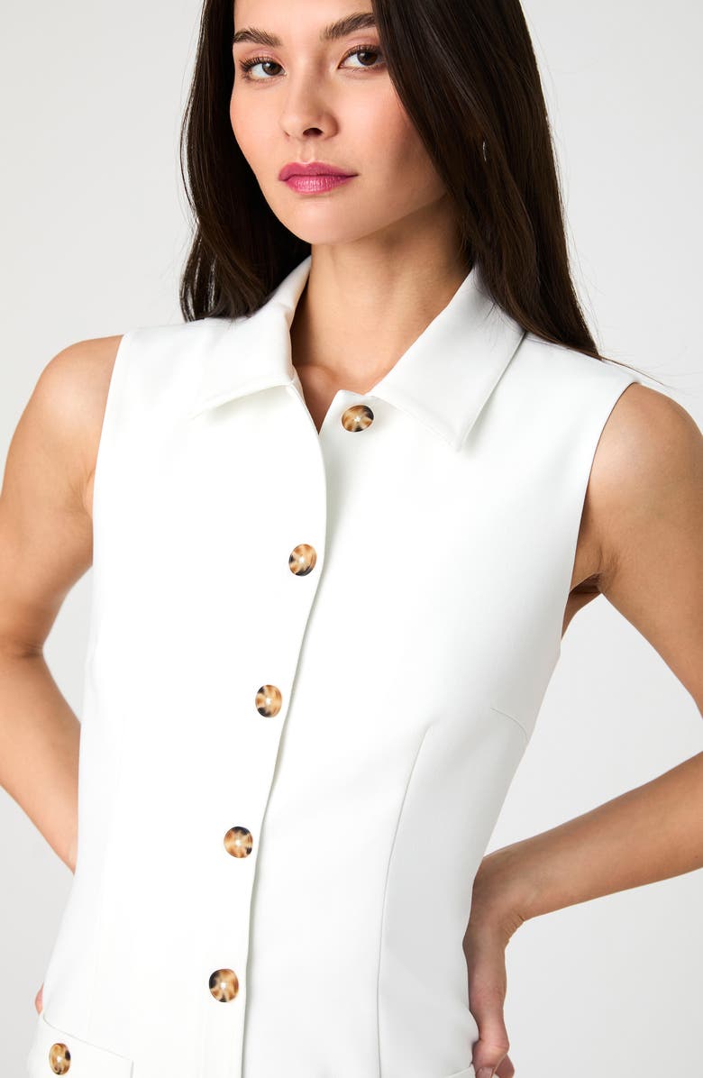 French Connection Azra Sleeveless Twill Mini Shirtdress, Alternate, color, 16-Summer White