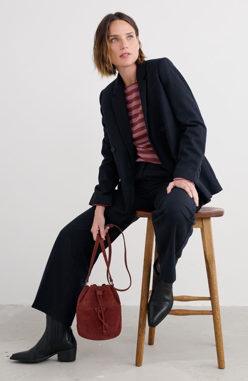 Seasalt Cornwall Sailor Stripe Long Sleeve Organic Cotton T-shirt In Brown