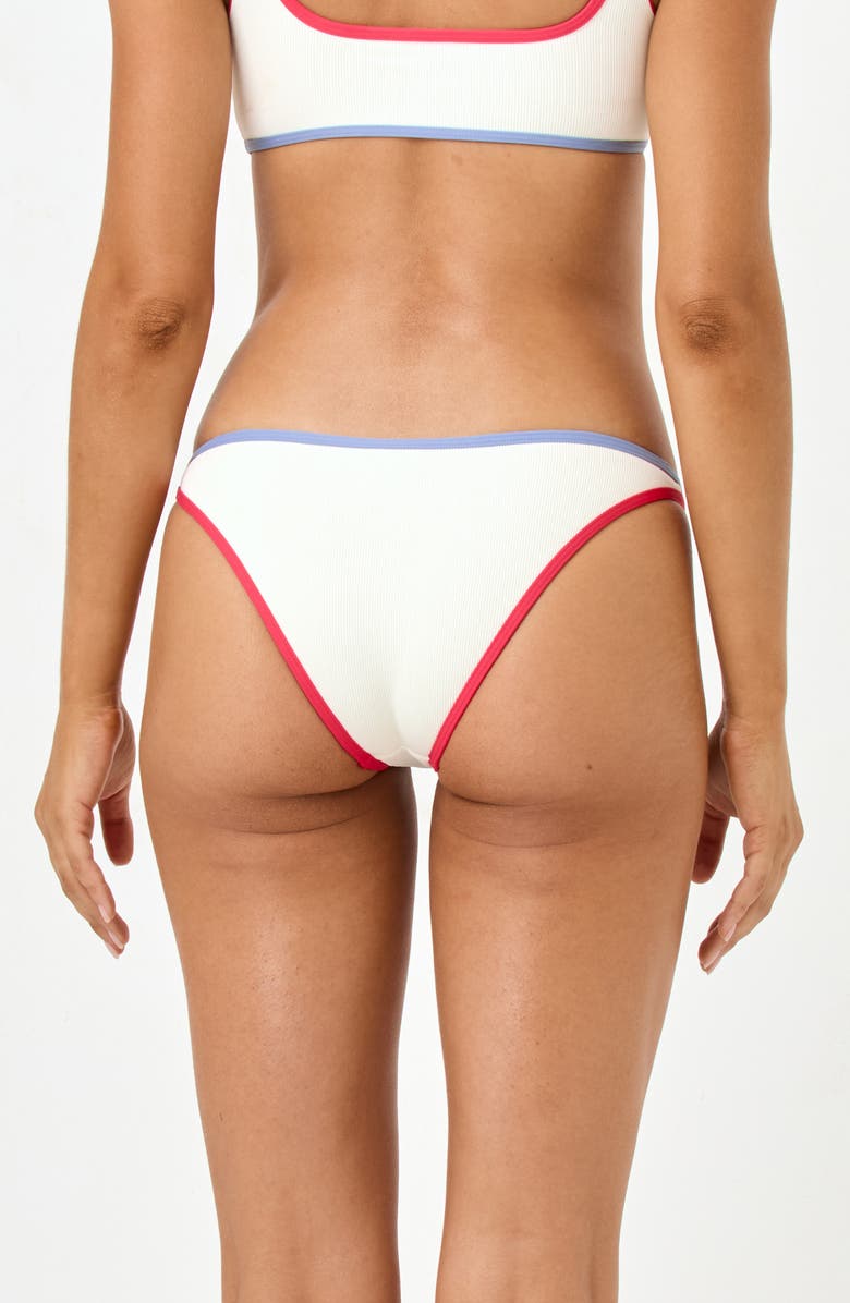 LSPACE Suzi Textured Bikini Bottoms, Alternate, color, Cream/ Pout/ Chambray