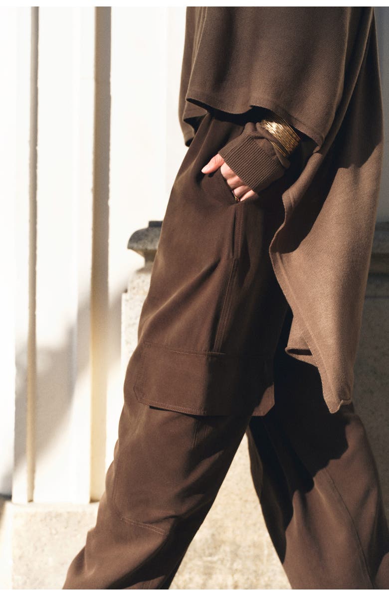 H&M Lyocell-blend Cargo Trousers, Alternate, color, Dark Brown