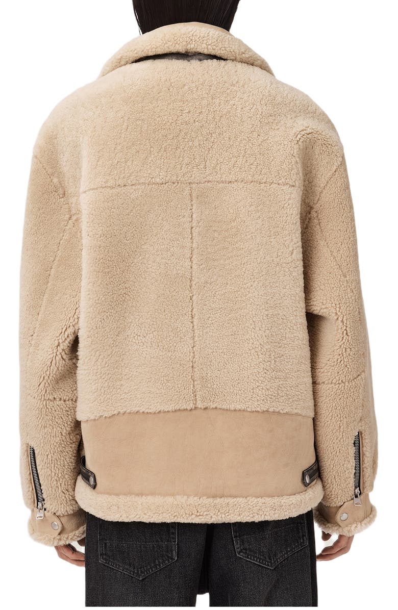 AllSaints Vernon Genuine Shearling Jacket, Alternate, color, Feather Taupe