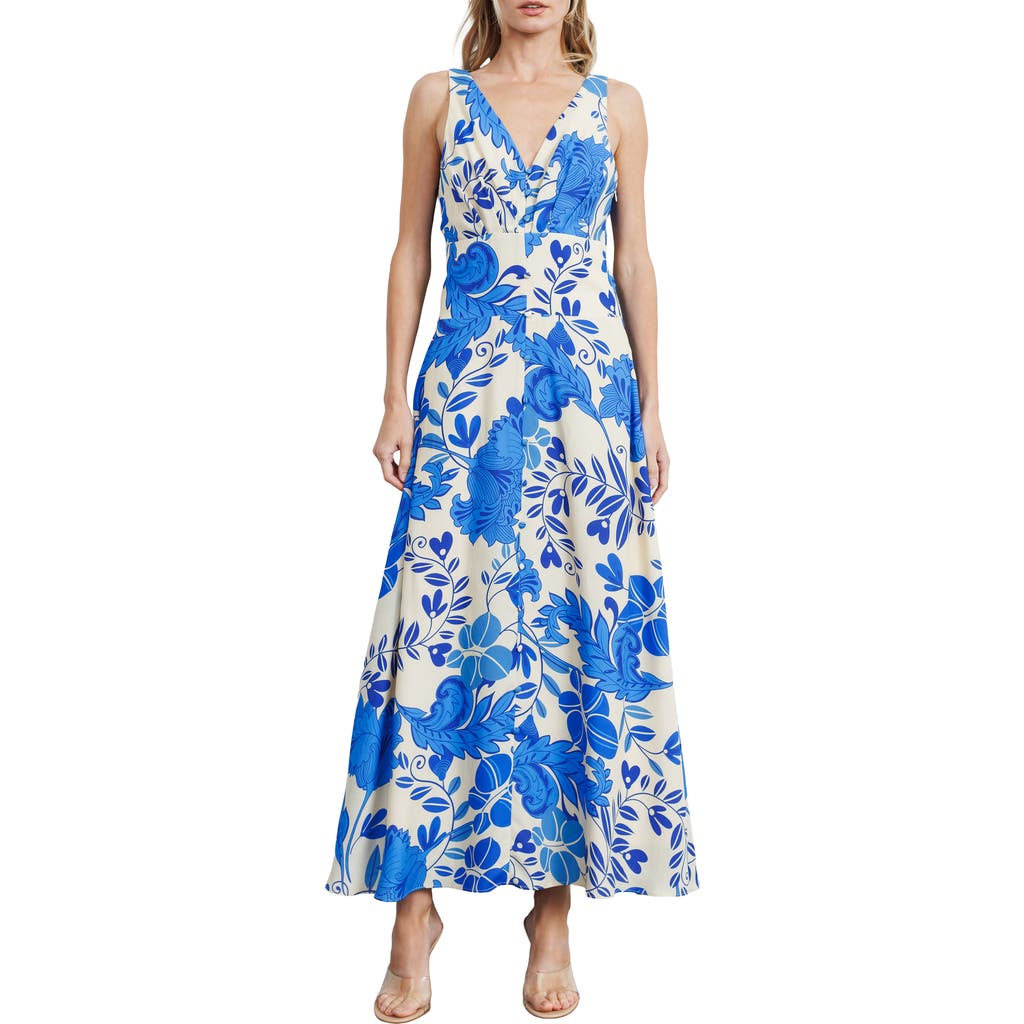 Ciebon Marek Sleeveless Floral Maxi Sundress In Blue