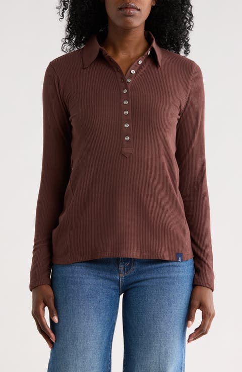 Long Sleeve Ribbed Polo
