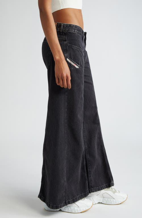 Shop Diesel ® Akii Wide Leg Jeans In Black/denim
