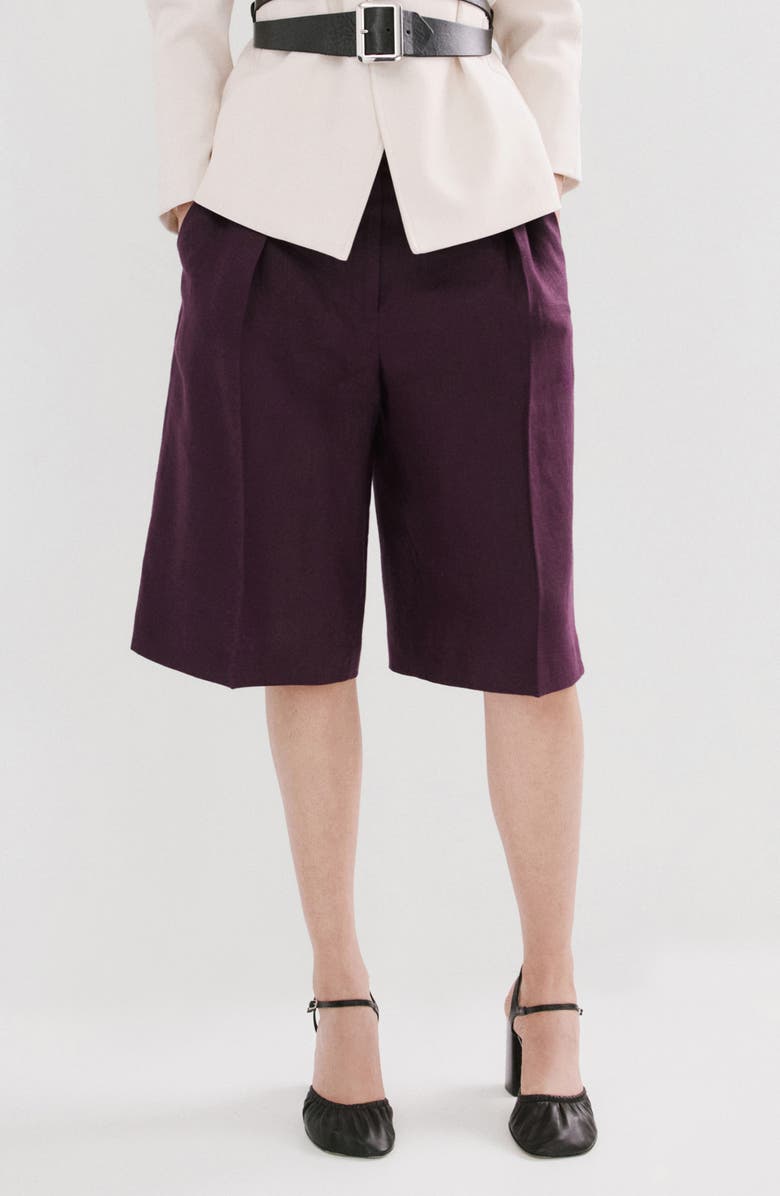 MANGO Linen Bermuda Shorts, Main, color, 