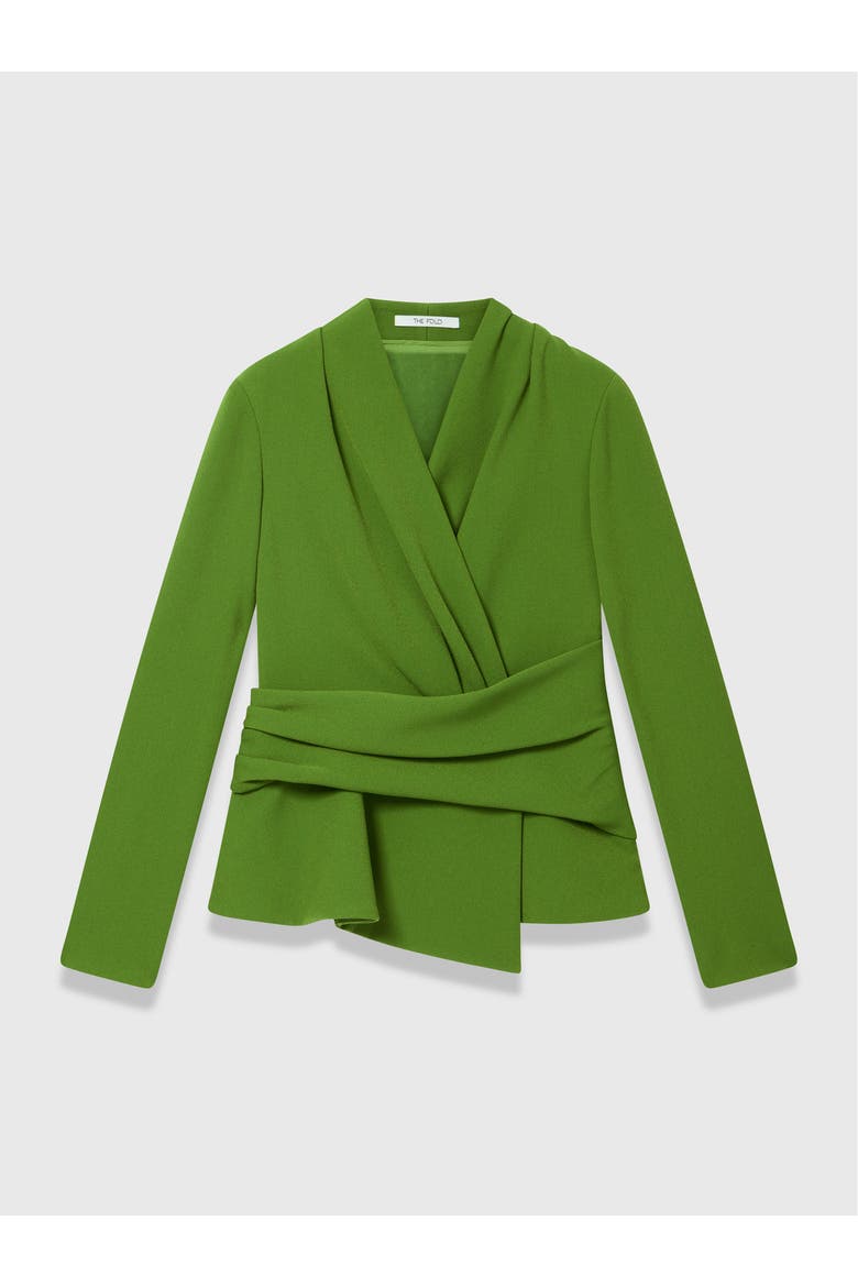 Sculpted Wrap Blouse Tailored Waist, Alternate, color, Green