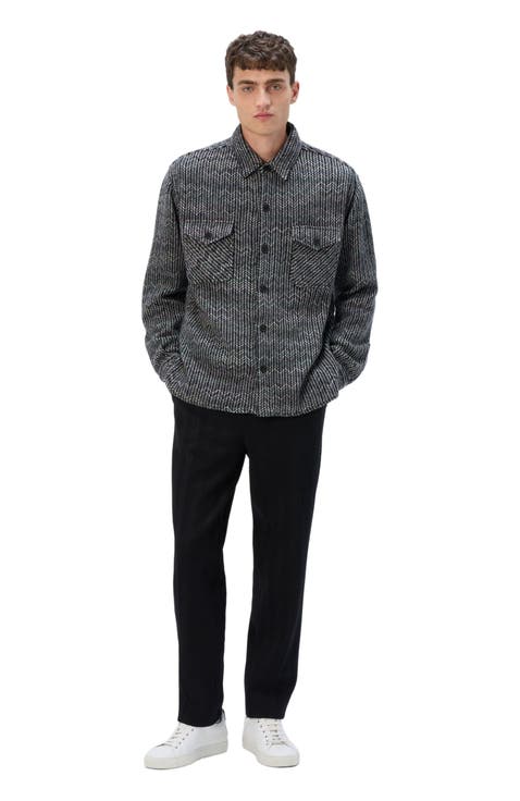 Overshirt In Wool-cotton Blend With Zigzag Pattern