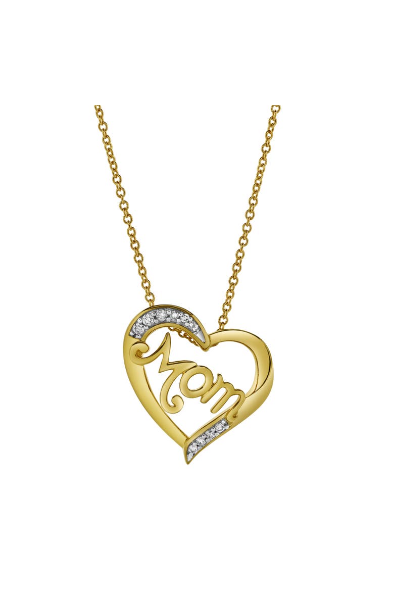 LuvMyJewelry Chic Mom Heart Diamond Pendant Necklace in 10K Yellow Gold, Main, color, 10K Yellow Gold