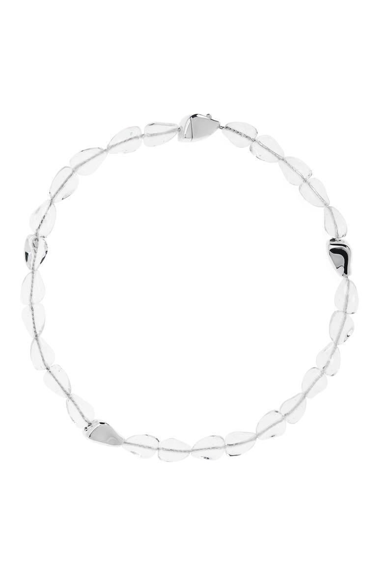 Glass & Sterling Silver Beaded Necklace, Main, color, 8340 TRANSPARENT
