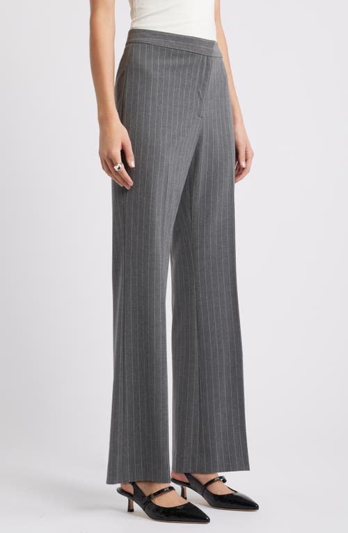 Open Edit Pinstripe Flare Pants In Grey Heather Edie Stripe