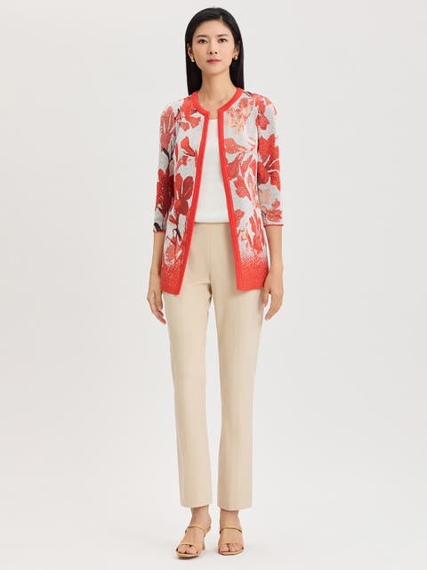 Floral Jacquard Flat Knit Jacket
