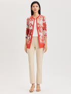 Misook Floral Jacquard Flat Knit Jacket