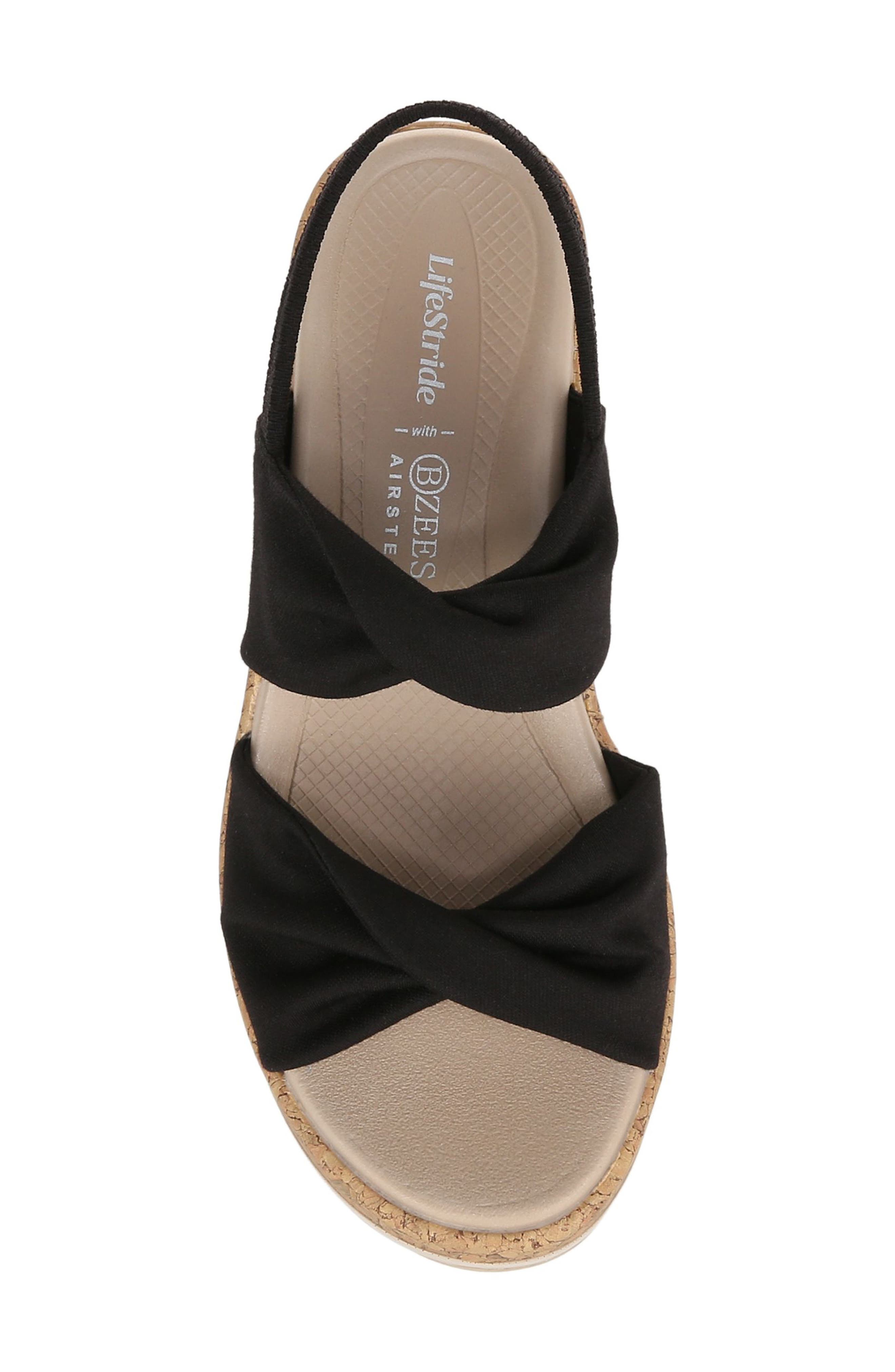 BZees Riley Slingback Wedge - Wide Width Available, Alternate, color, Black Linen Fabric