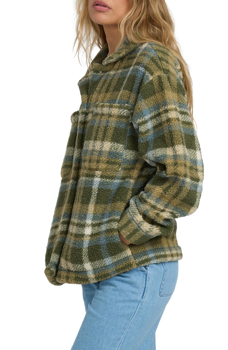 Billabong Sundown High Pile Fleece Shacket, Alternate, color, Canteen