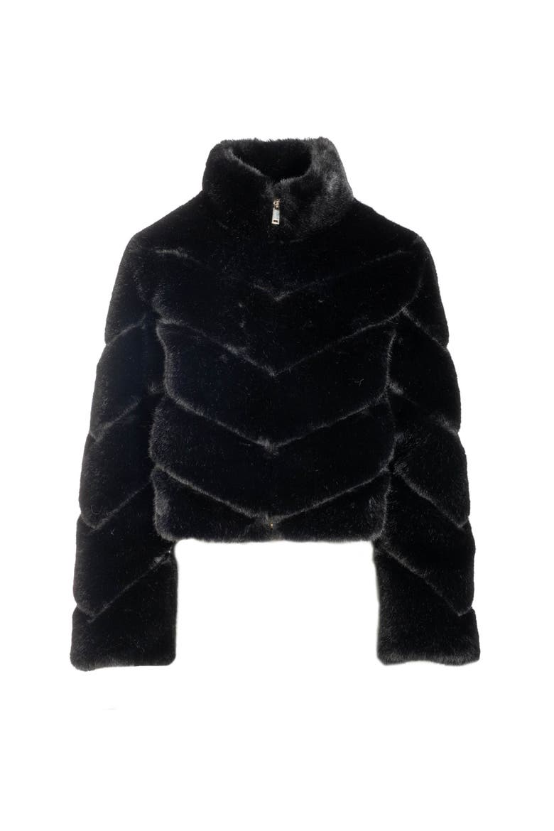Brianna Faux Fur Jacket, Main, color, Black