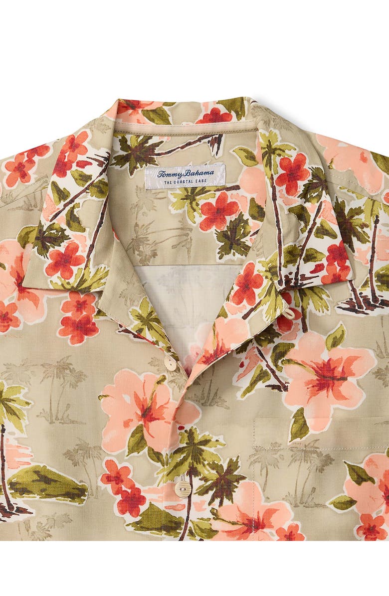 Tommy Bahama Coastal Ease Palm & Petals Floral IslandZone<sup>®</sup> Camp Shirt, Alternate, color, Cameo