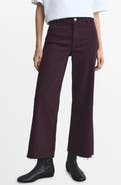 MANGO Catherin Frayed High Waist Wide Leg Culotte Jeans
