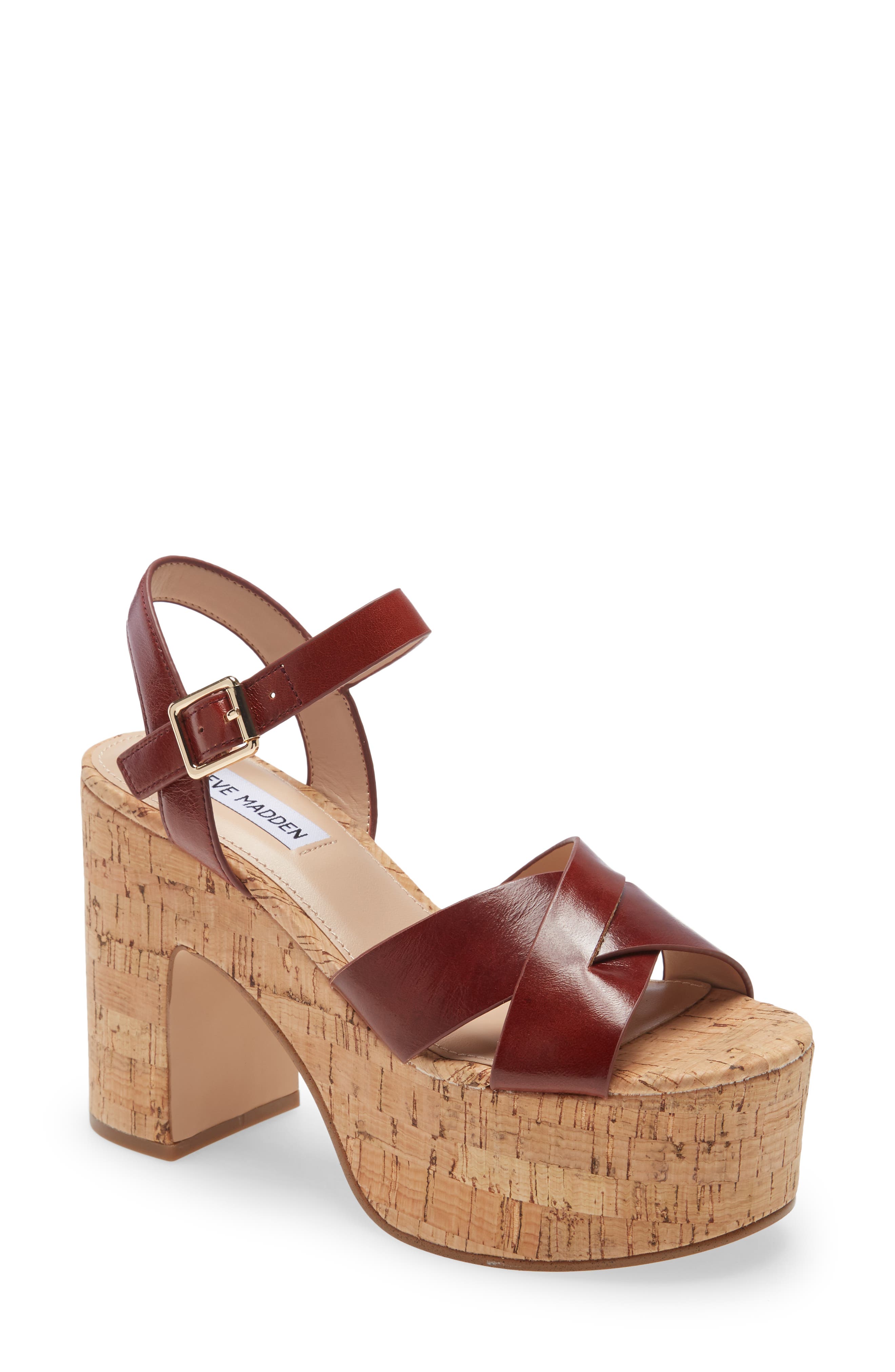 Brava Platform Sandal, Main, color, COGNAC LEA