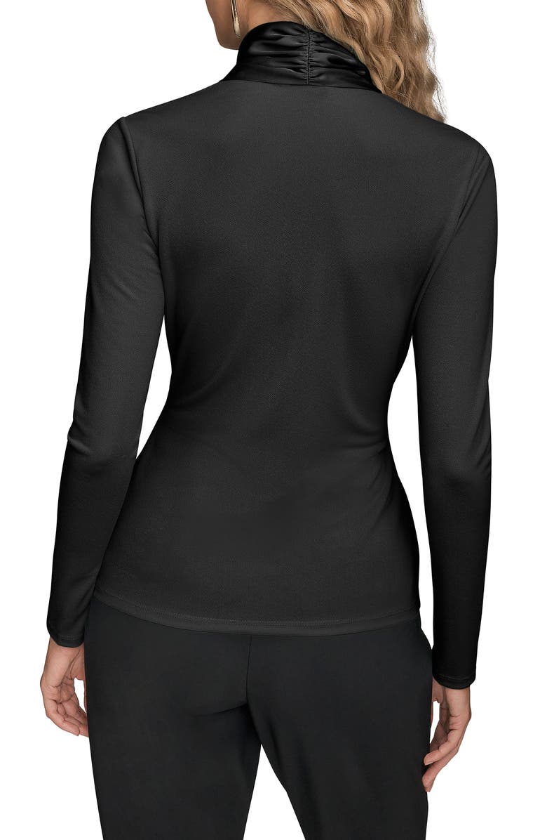 Donna Karan New York Wrap Front Long Sleeve Top, Alternate, color, Black