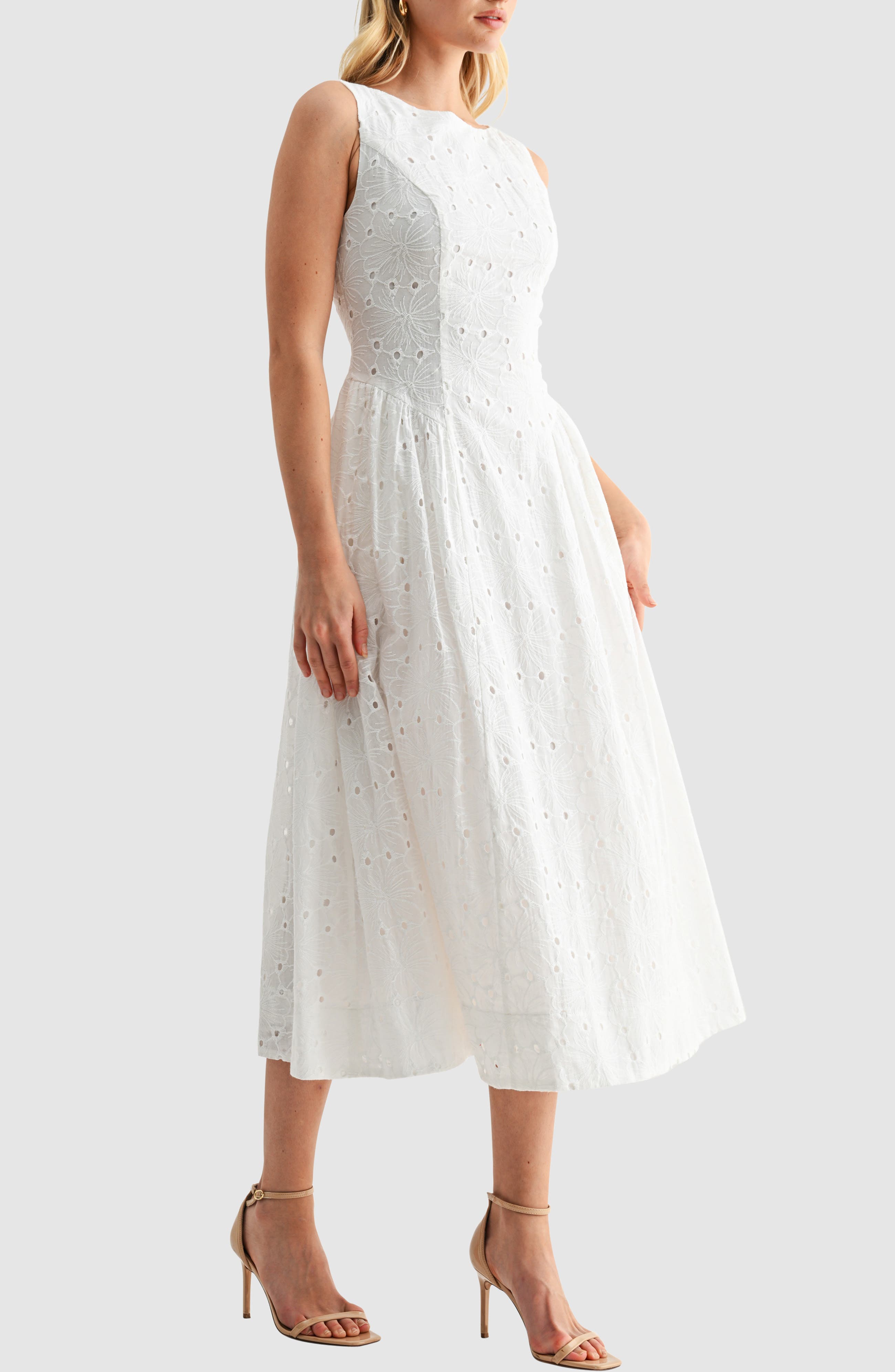 anglaise midi dress Yumi Women's Broderie Anglaise Wrap Midi Dress
