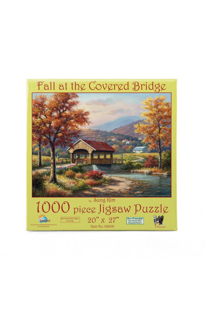 Sunsout Fall at the Covered Bridge 1000 piece Jigsaw Puzzle for Adults, Alternate, color, Multicolor