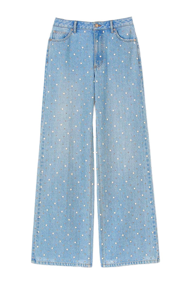 Rhinestone and beaded jeans, Alternate, color, Blue jean