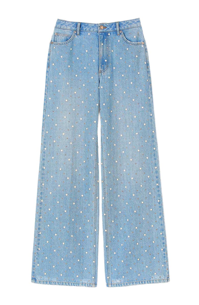 SANDRO Rhinestone and beaded jeans, Alternate, color, 