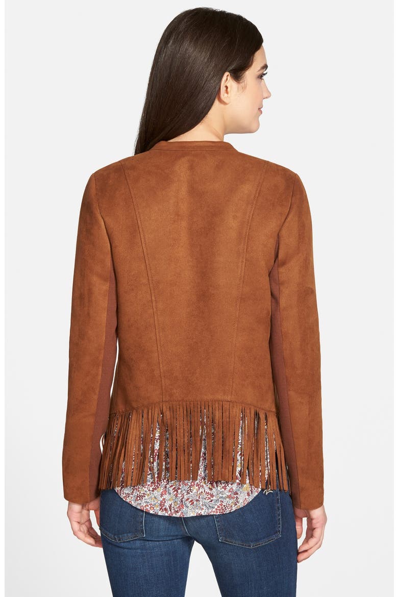Fringe Faux Suede Jacket, Alternate, color, BROWN TOFFEE