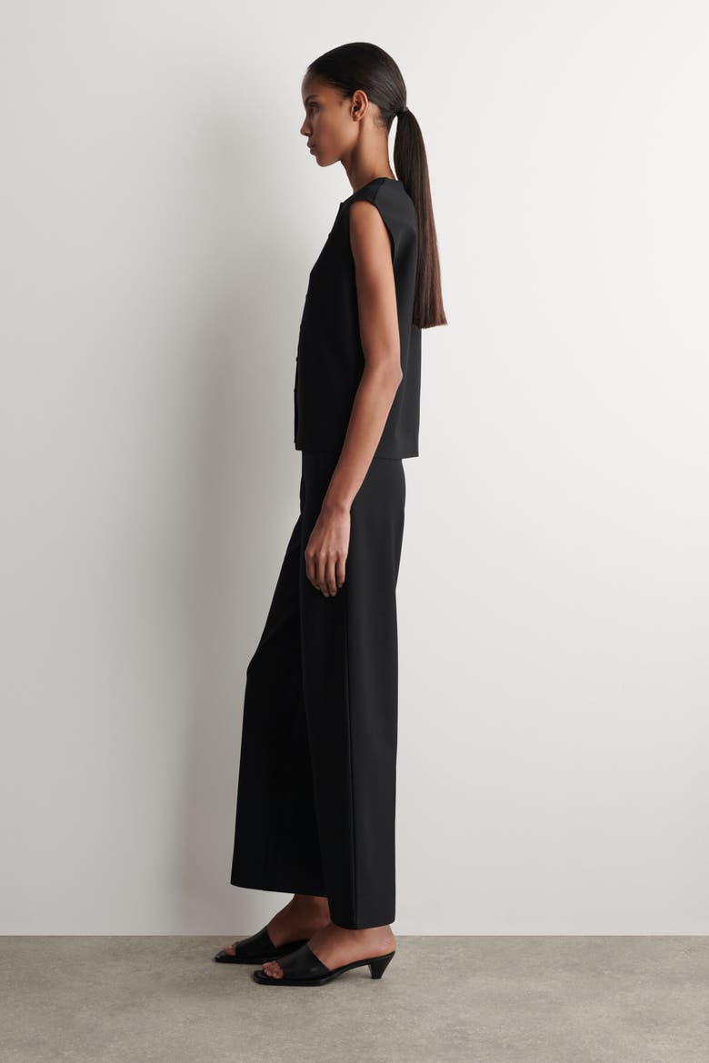 Buttoned Knitted Top, Alternate, color, BLACK