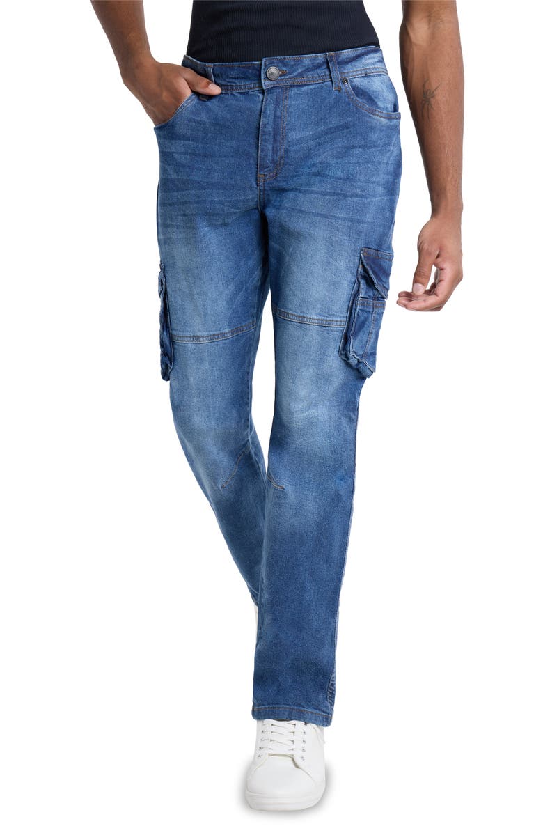 XRAY Slim Fit Cargo Pocket Denim Jeans, Alternate, color, Medium Wash