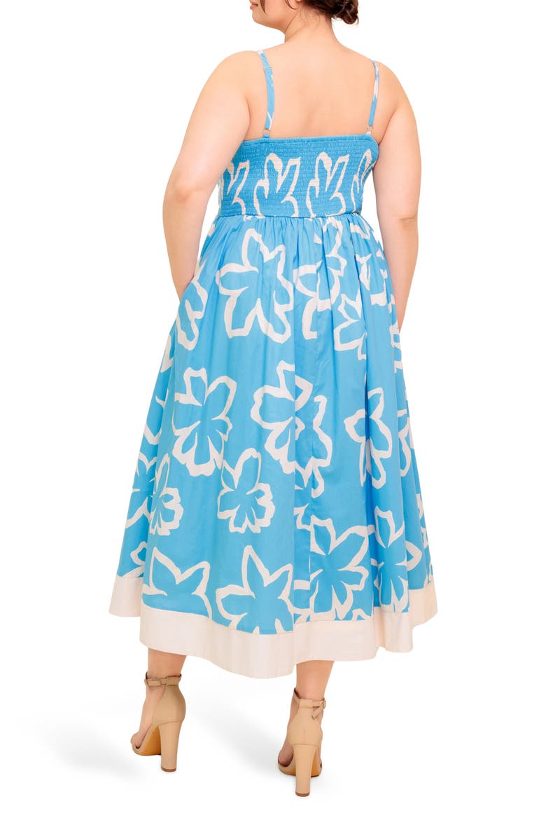 Floral Cotton Sundress, Alternate, color, BLUE/IVORY