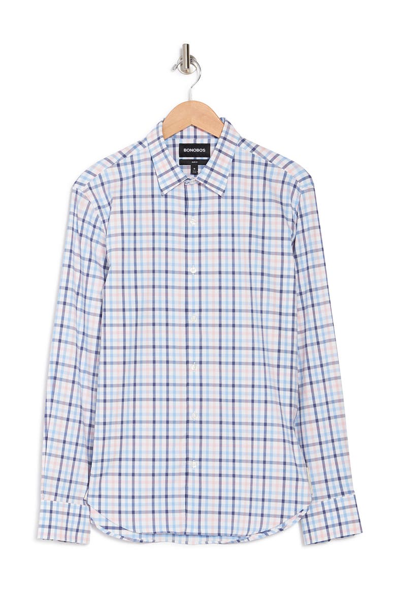 Slim Fit Tech Plaid Button-Up Shirt, Alternate, color, PENHOOK CHECK - TWILIGHT BLUE