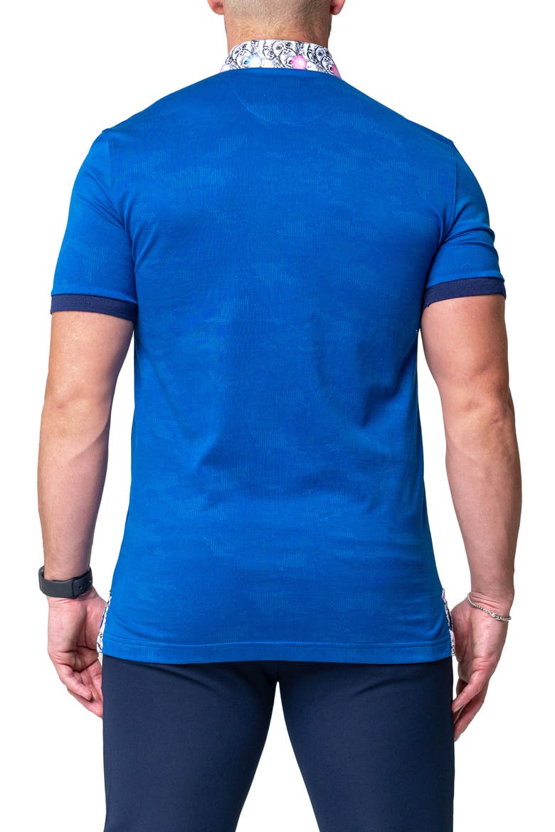 Mozarttazo Blue Jacquard Button-Down Polo, Alternate, color, BLUE