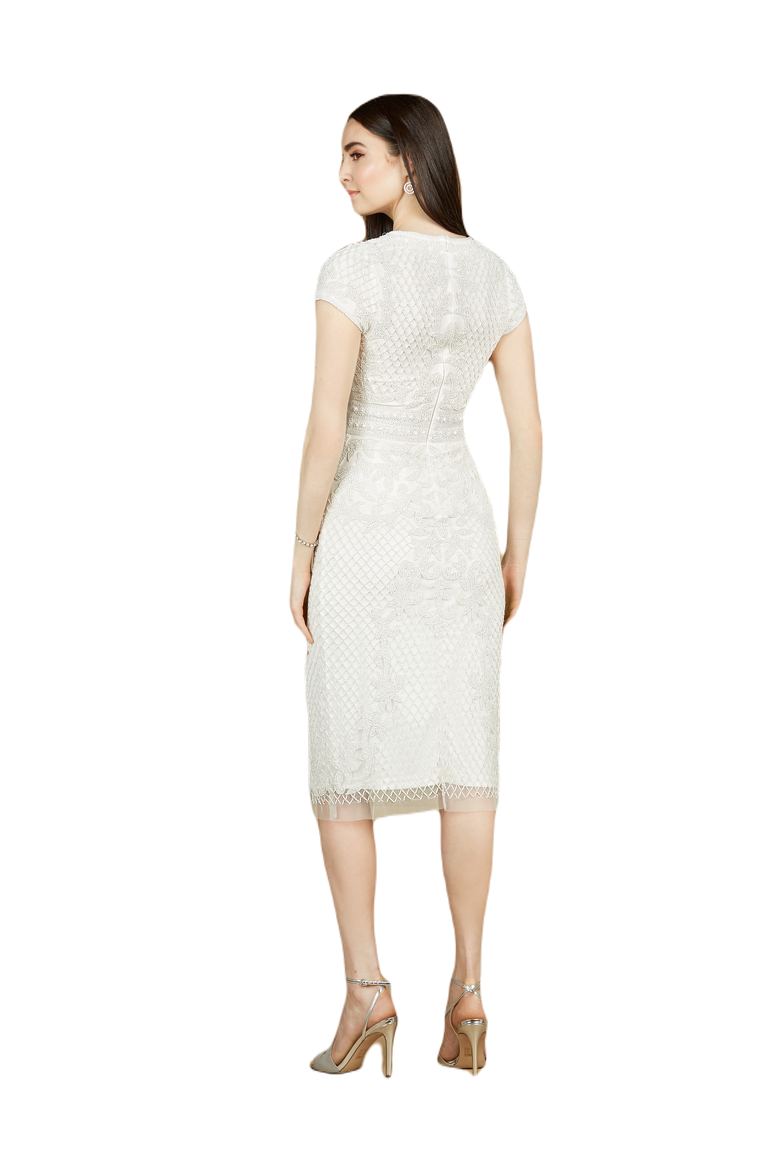 Cap Sleeve Midi Bridal Gown, Alternate, color, Ivory