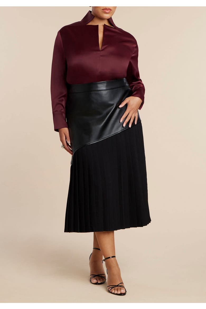 Deconstructed Neckline Blouse, Alternate, color, TAWNY PORT