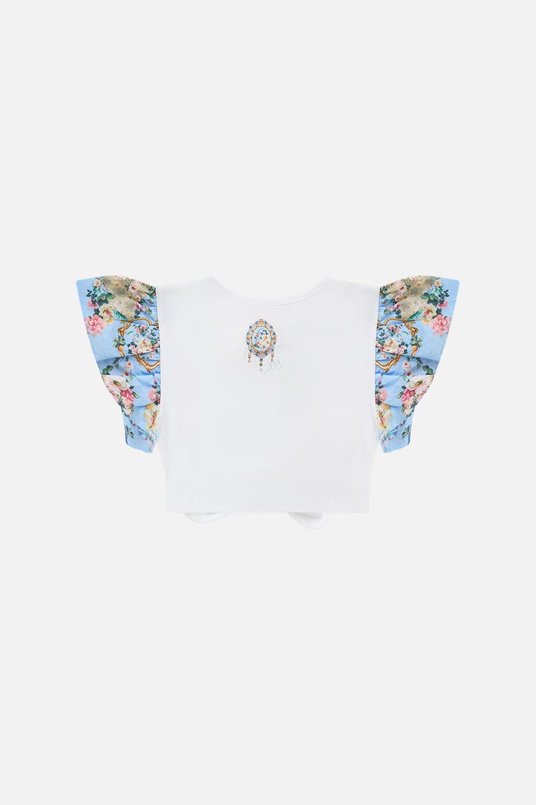 Kids Tie Front Crop Tee W Frill Sleeve, Alternate, color, Sisi Society