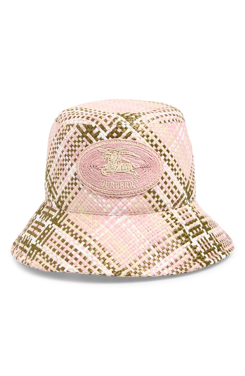 Burberry EKD Stamp Woven Bucket Hat, Main, color, Mallow Pink Ip Check