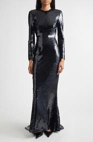 Stella McCartney Long Sleeve Sequin Gown