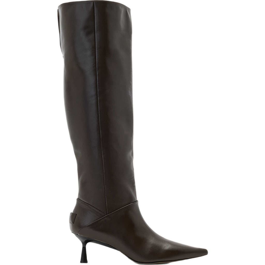 Allsaints Odyssey Knee High Leather Boots In Brown