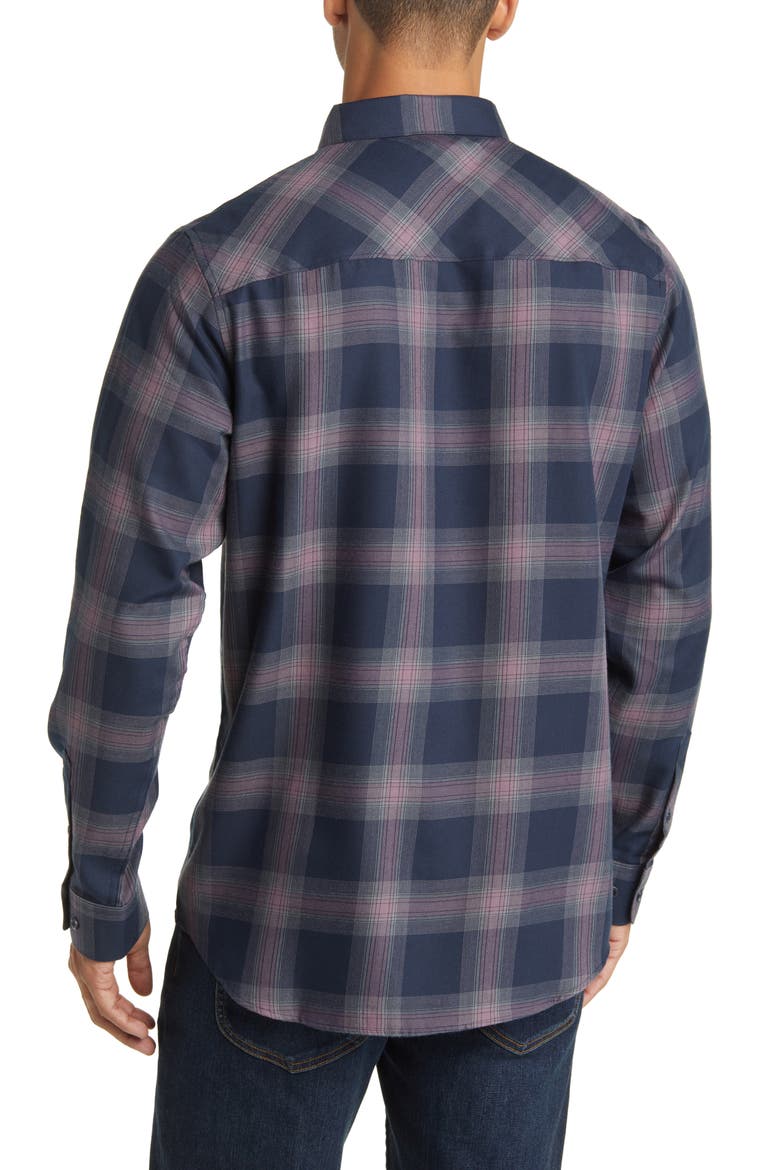 Cloud Plaid Flannel Button-Up Shirt, Alternate, color, TOTAL ECLIPSE/ FLINT