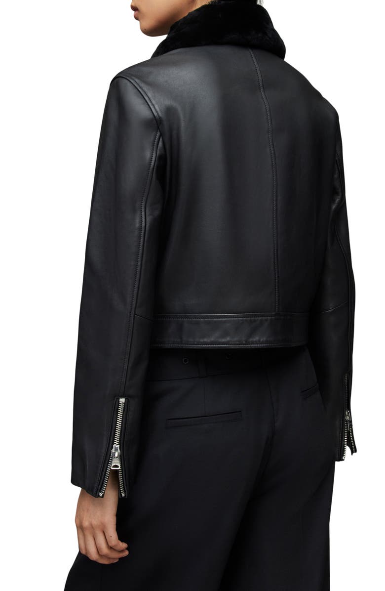 AllSaints Safiya Leather Jacket, Alternate, color, 