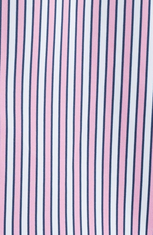 Stone Rose Trim Fit Techno Stretch Stripe Performance Button-up Shirt In Med Pink