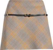 MANGO Melo Belted Plaid Minskirt