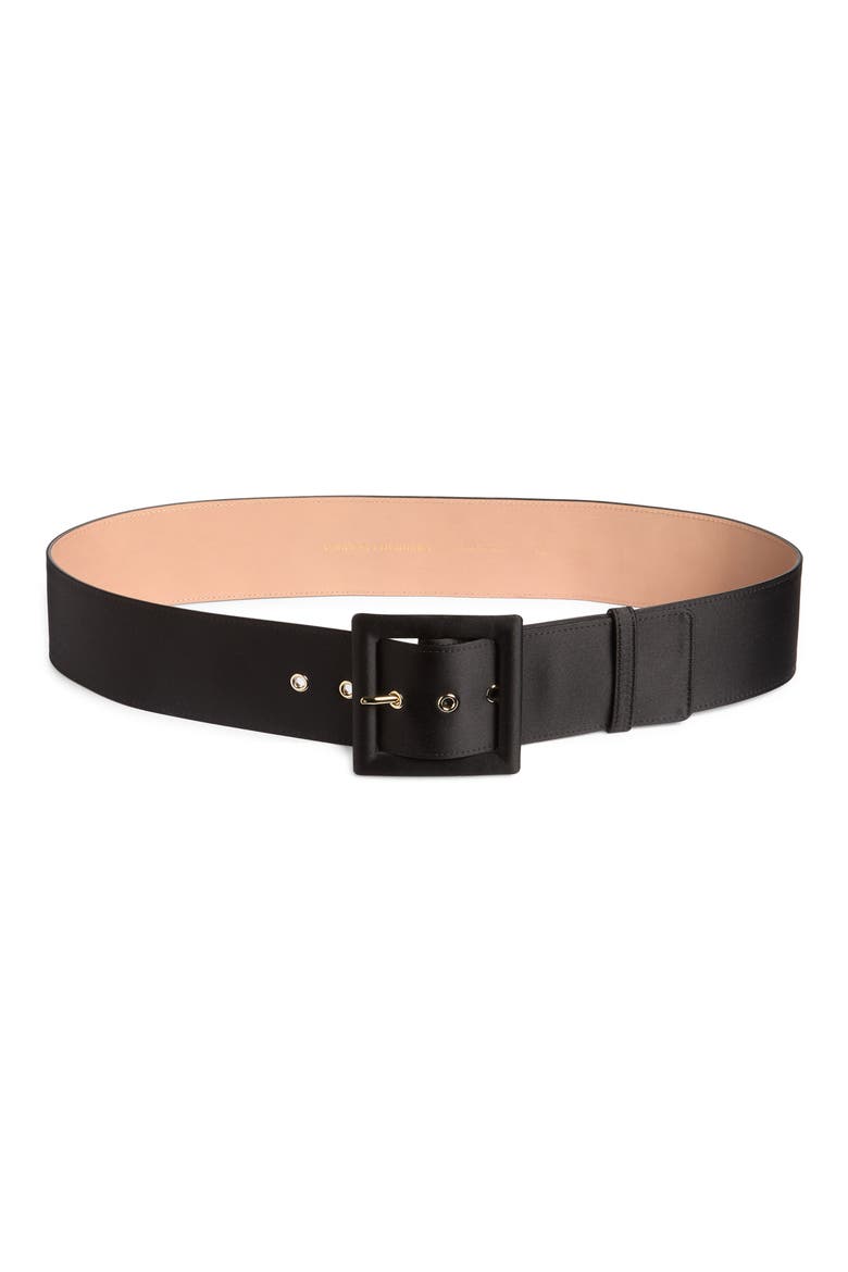 Satin Icon Belt, Main, color, BLACK