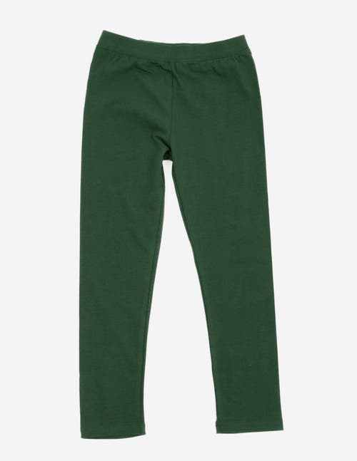Leveret Girls Cotton Leggings, Solid Colors In Green