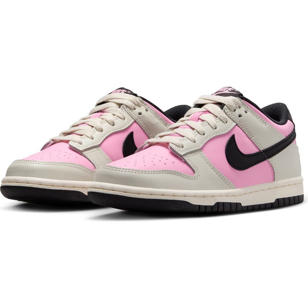 Nike Kids' Dunk Low Basketball Sneaker In Pink Rise/black/light Brown
