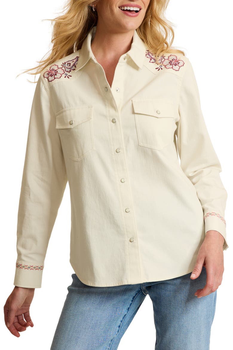 Bandana Bay Embroidered Cotton Shirt, Main, color, ECRU SAND