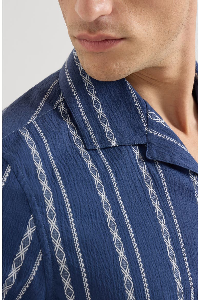 Seersucker short sleeve shirt, Alternate, color, Navy Blue