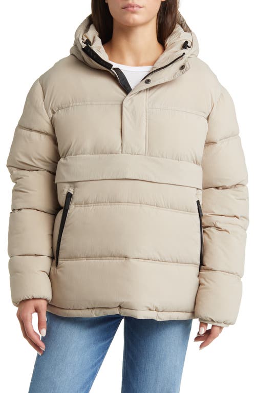 The Very Warm Water Resistant 550 Fill Power Recycled Nylon Pullover Puffer Jacket in Latte 